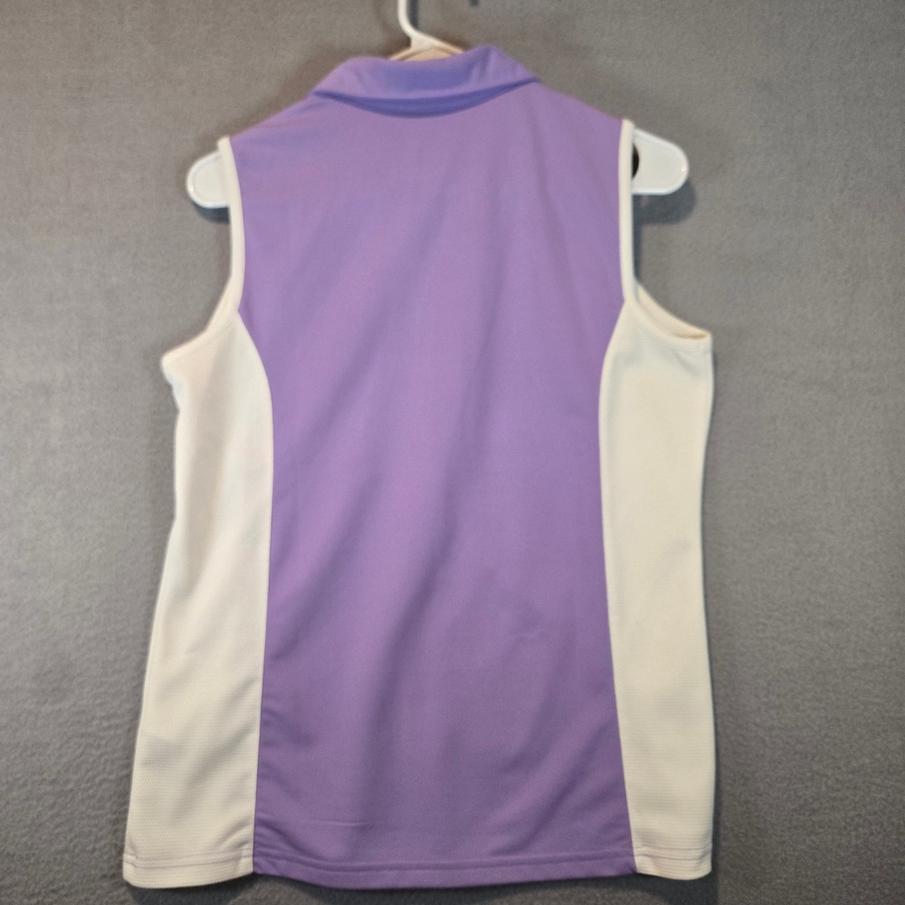 IZOD XFG Cool FX Polo Womens Medium Sleeveless Golf Purple Colorblock Mesh Top - Picture 3 of 9